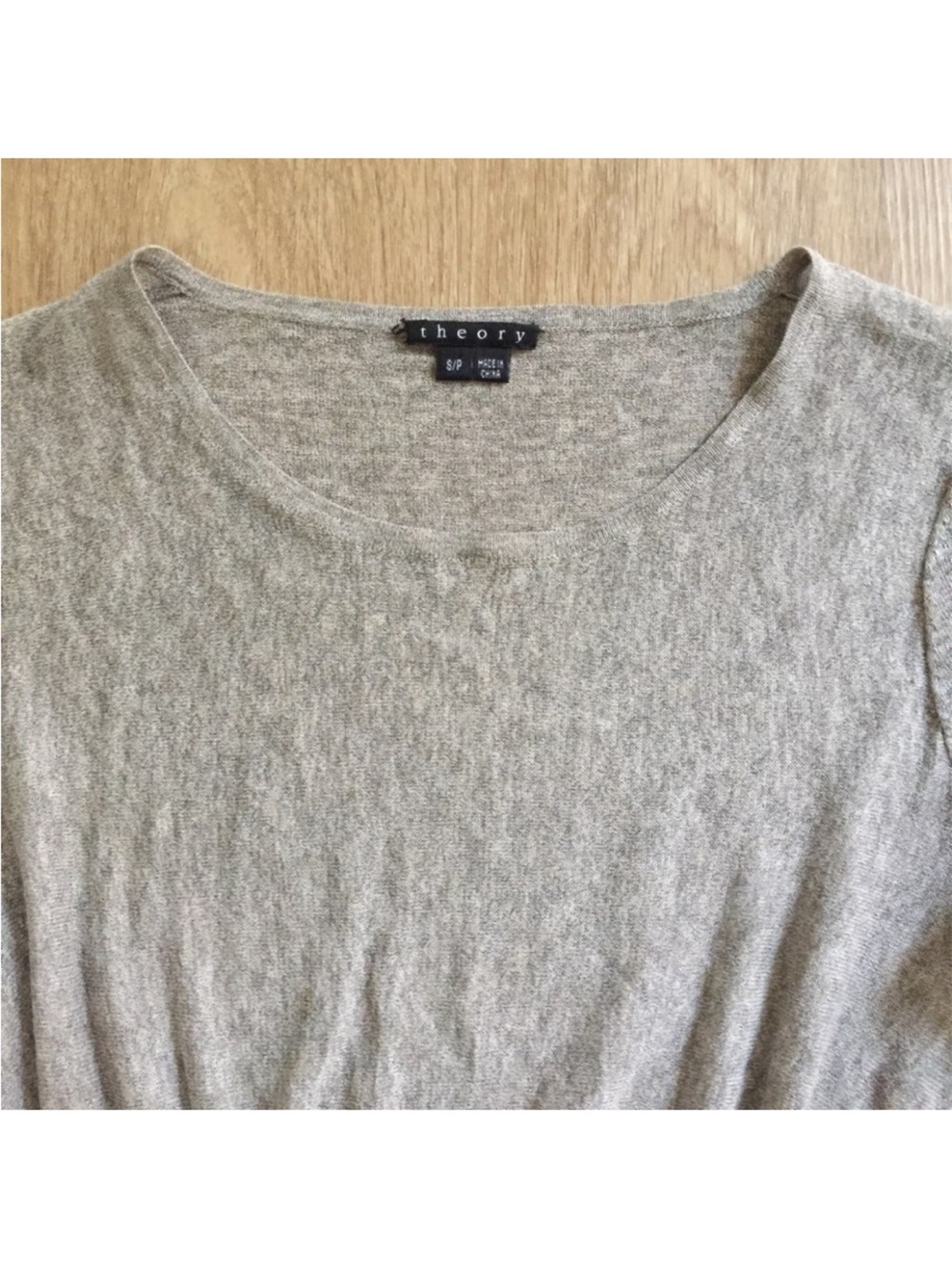 Theory Lightweight Crewneck Sweater in Light Grey